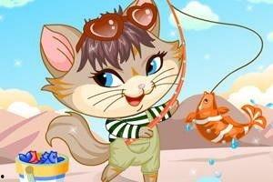 小花猫钓鱼视频,小花猫的欢乐垂钓时光